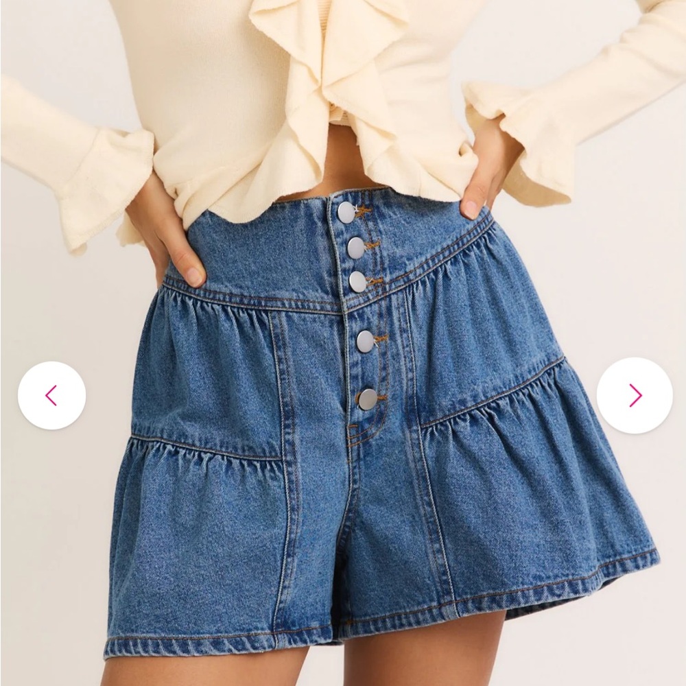 Le Lis high waist flare jean shorts